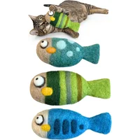 Juguetes de Lana para Gatos con Diseño de Peces Resistentes y Sin Catnip