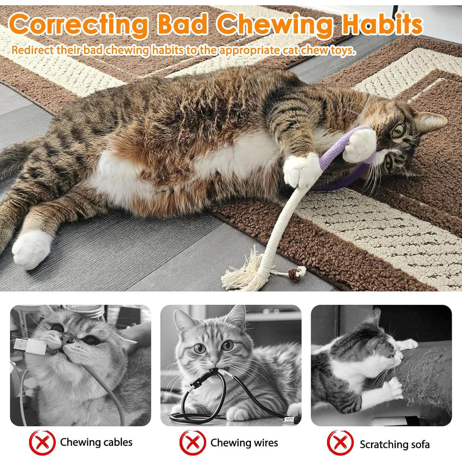 Paquete De Juguetes De Cuerda Para Gatos Con Limpieza Dental Y Material Seguro