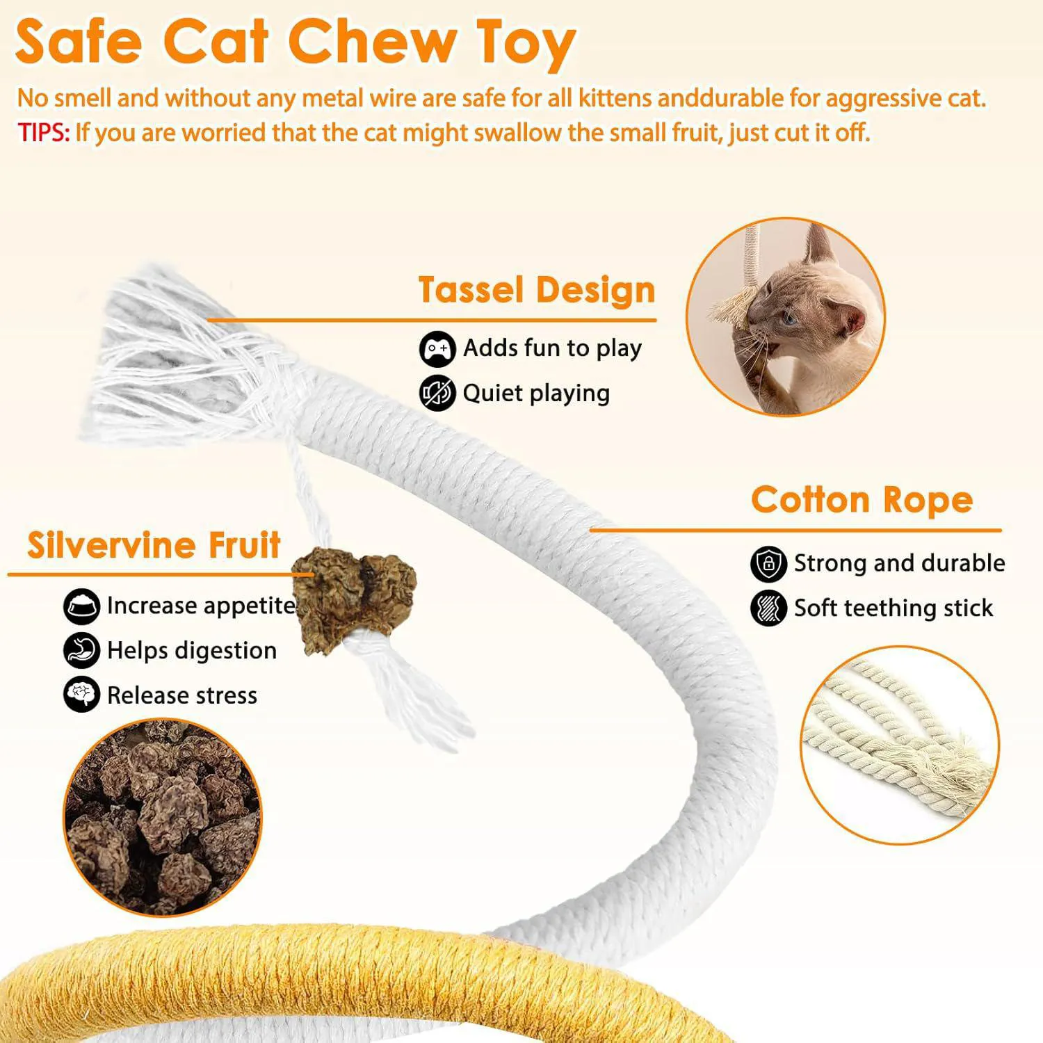 Paquete De Juguetes De Cuerda Para Gatos Con Limpieza Dental Y Material Seguro 4