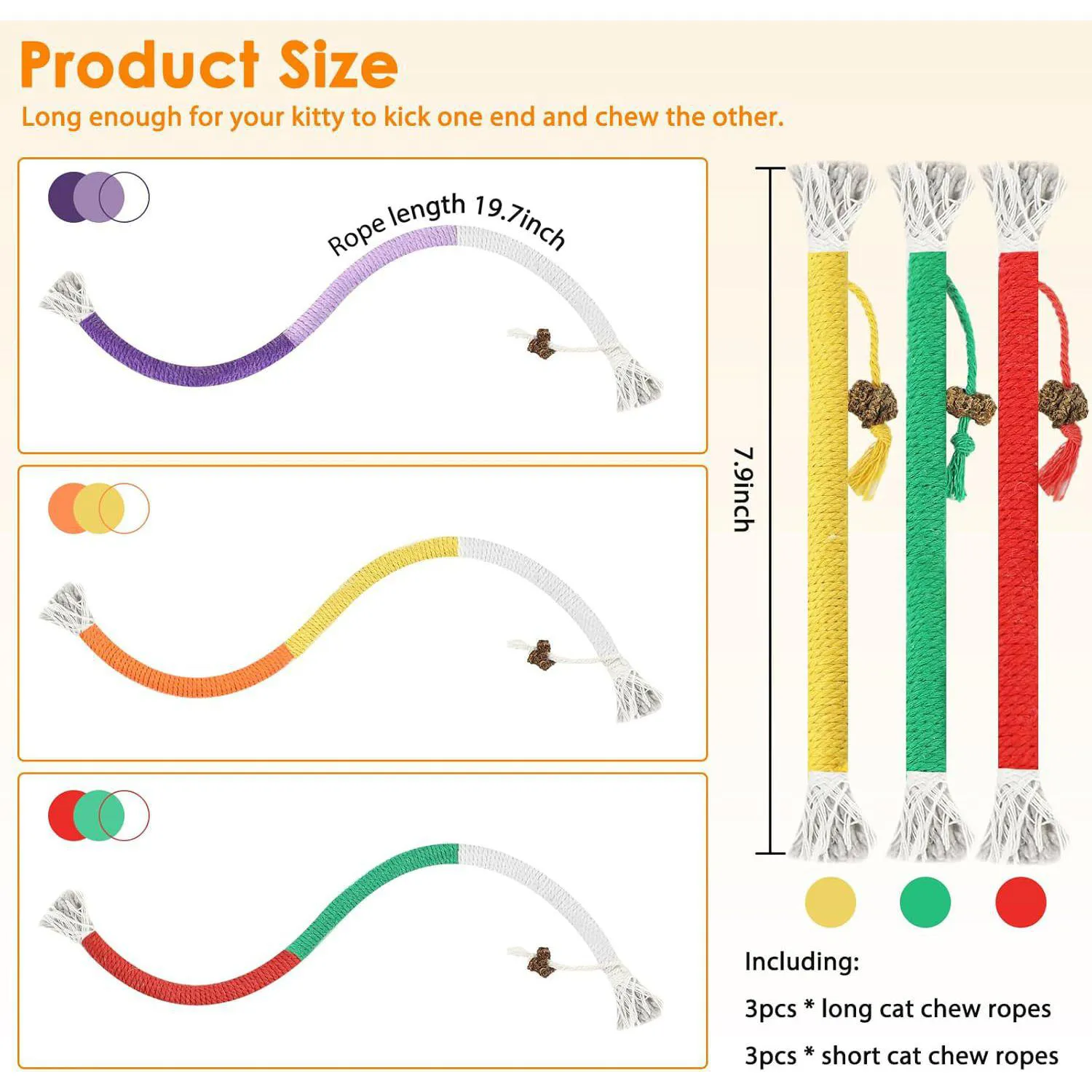 Paquete De Juguetes De Cuerda Para Gatos Con Limpieza Dental Y Material Seguro 6