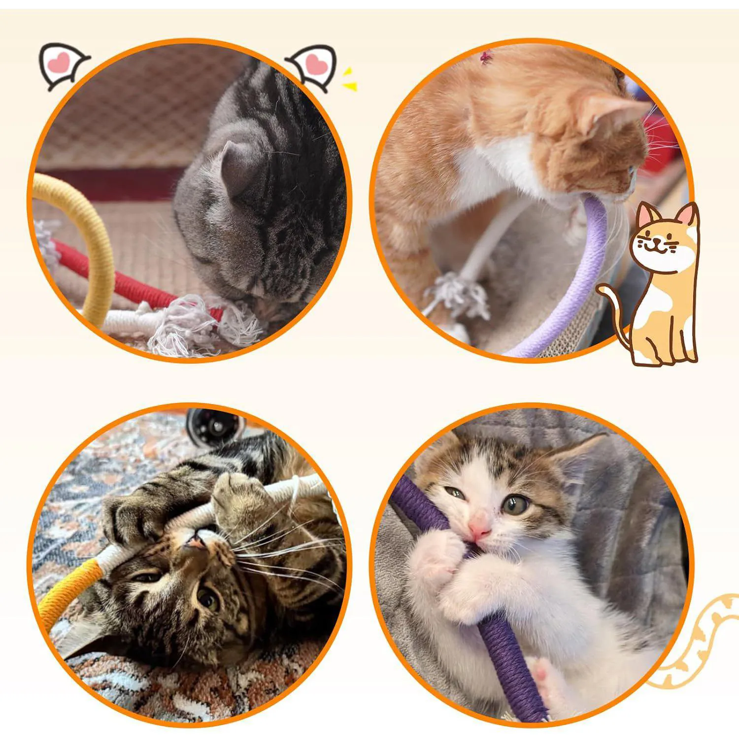 Paquete De Juguetes De Cuerda Para Gatos Con Limpieza Dental Y Material Seguro 7