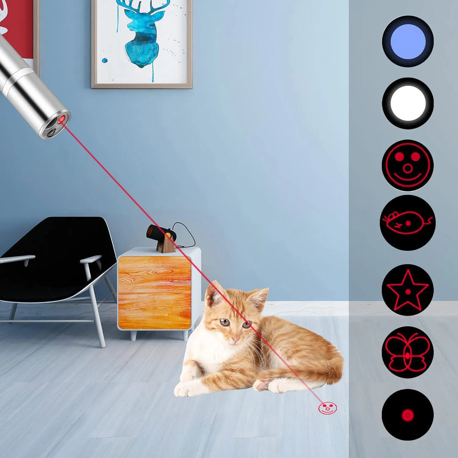 Puntero Láser Recargable para Gatos con Patrones Interactivos y Luz LED 5