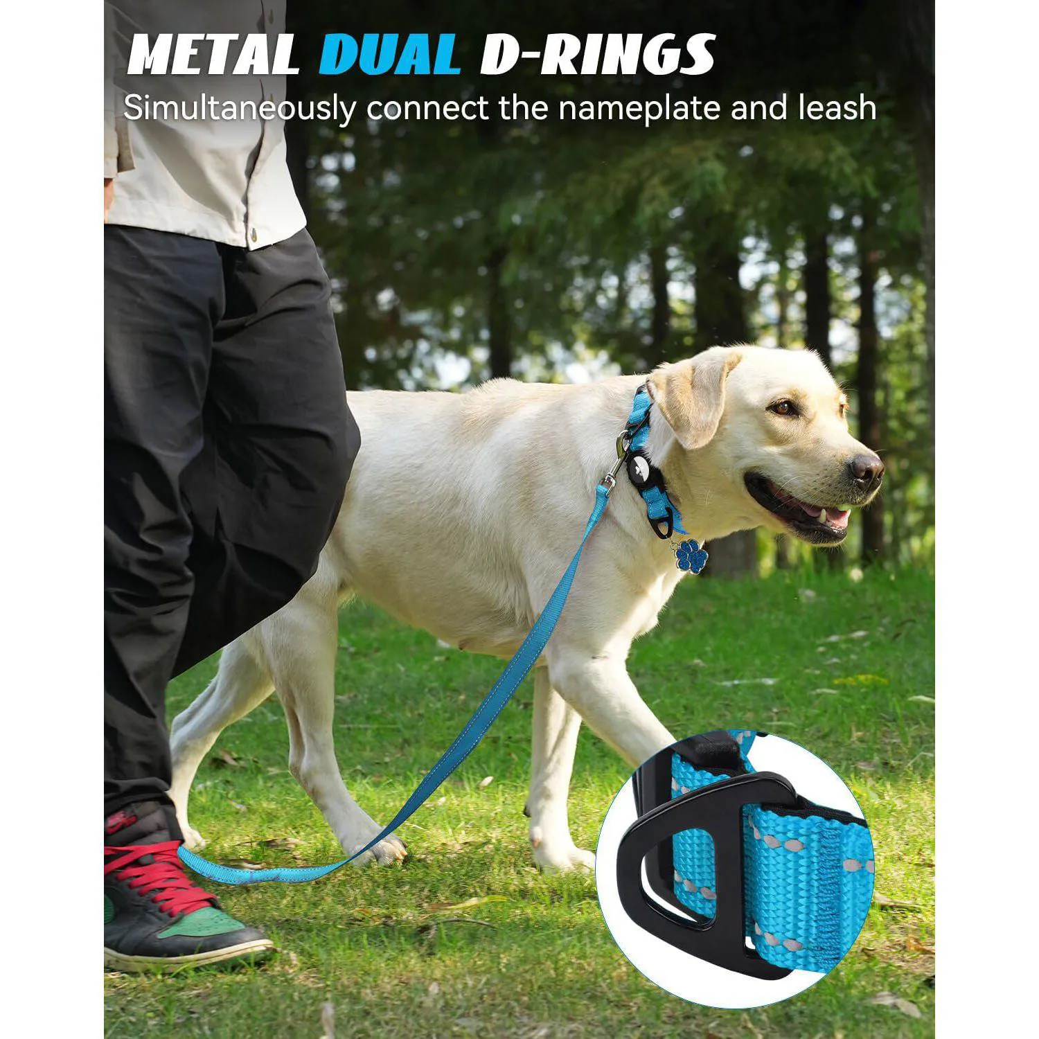Collar Azul Cielo Para Perro Pequeño Reflectante Impermeable Con Soporte Para Apple Airtag Joytale 4