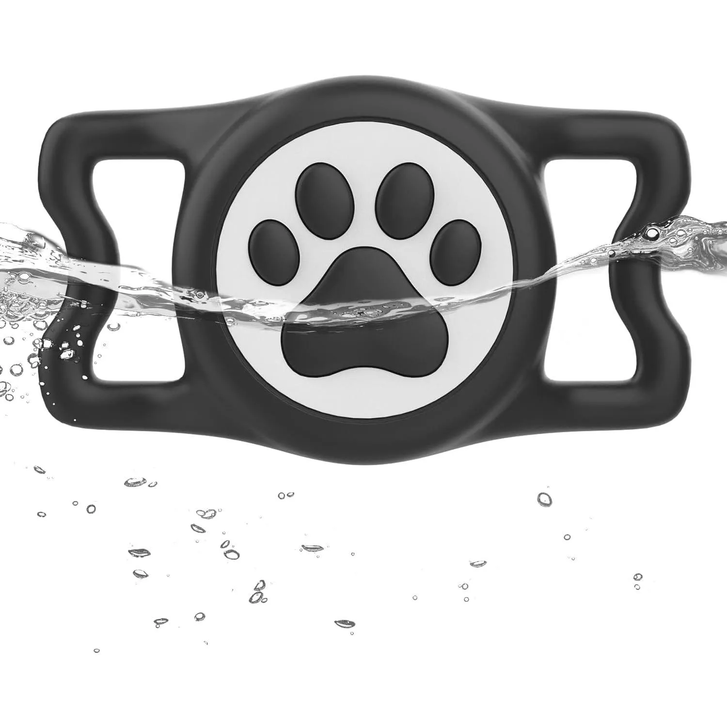 Soporte Para Airtag De Mascota En Silicona Negra Impermeable IP68 WhoseID