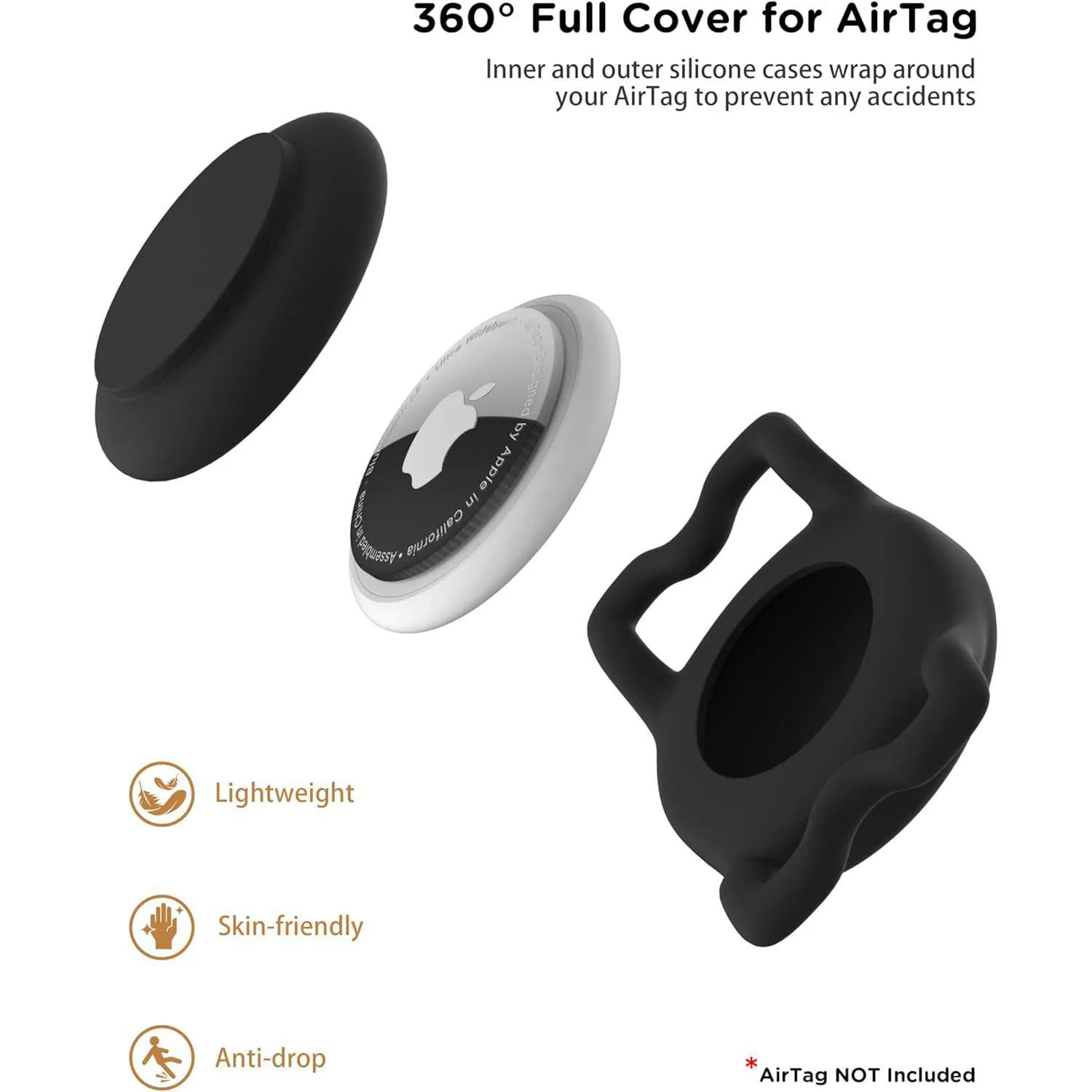 Soporte Para Airtag De Mascota En Silicona Negra Impermeable IP68 WhoseID 3