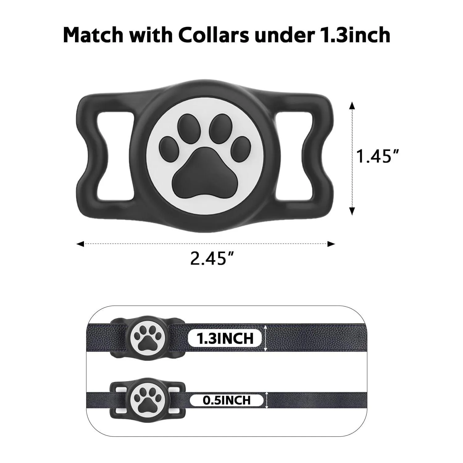 Soporte Para Airtag De Mascota En Silicona Negra Impermeable IP68 WhoseID 6