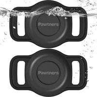 Soporte Para Airtag De Mascota En Silicona Negra Impermeable IPX8 Paquete Por 2 Pawtners