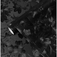 Papel Adhesivo Negro Texturizado Floral Vintag