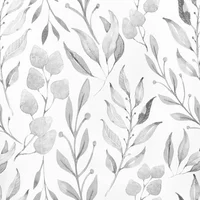 Papel Adhesivo Hojas Grises Decorativo Impermeable