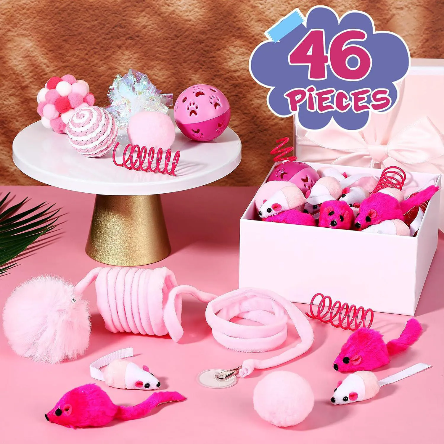 Set de Juguetes Interactivos para Gatos con 46 Piezas en Color Rosa 3