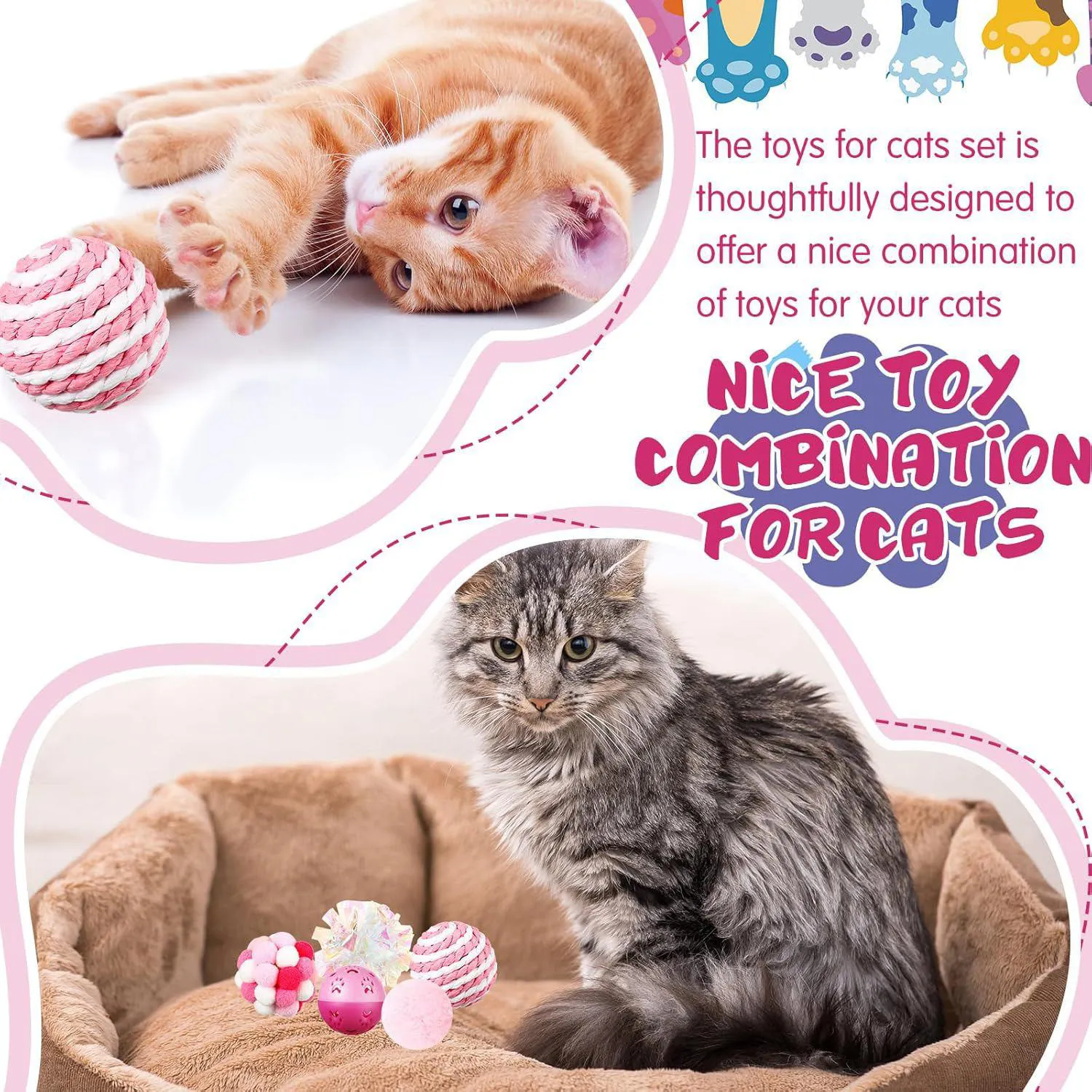 Set de Juguetes Interactivos para Gatos con 46 Piezas en Color Rosa 6