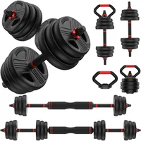Juego De Mancuernas Ajustables FITPLAM 5 En 1 Con Barra Y Pesa Rusa Para Entrenamiento