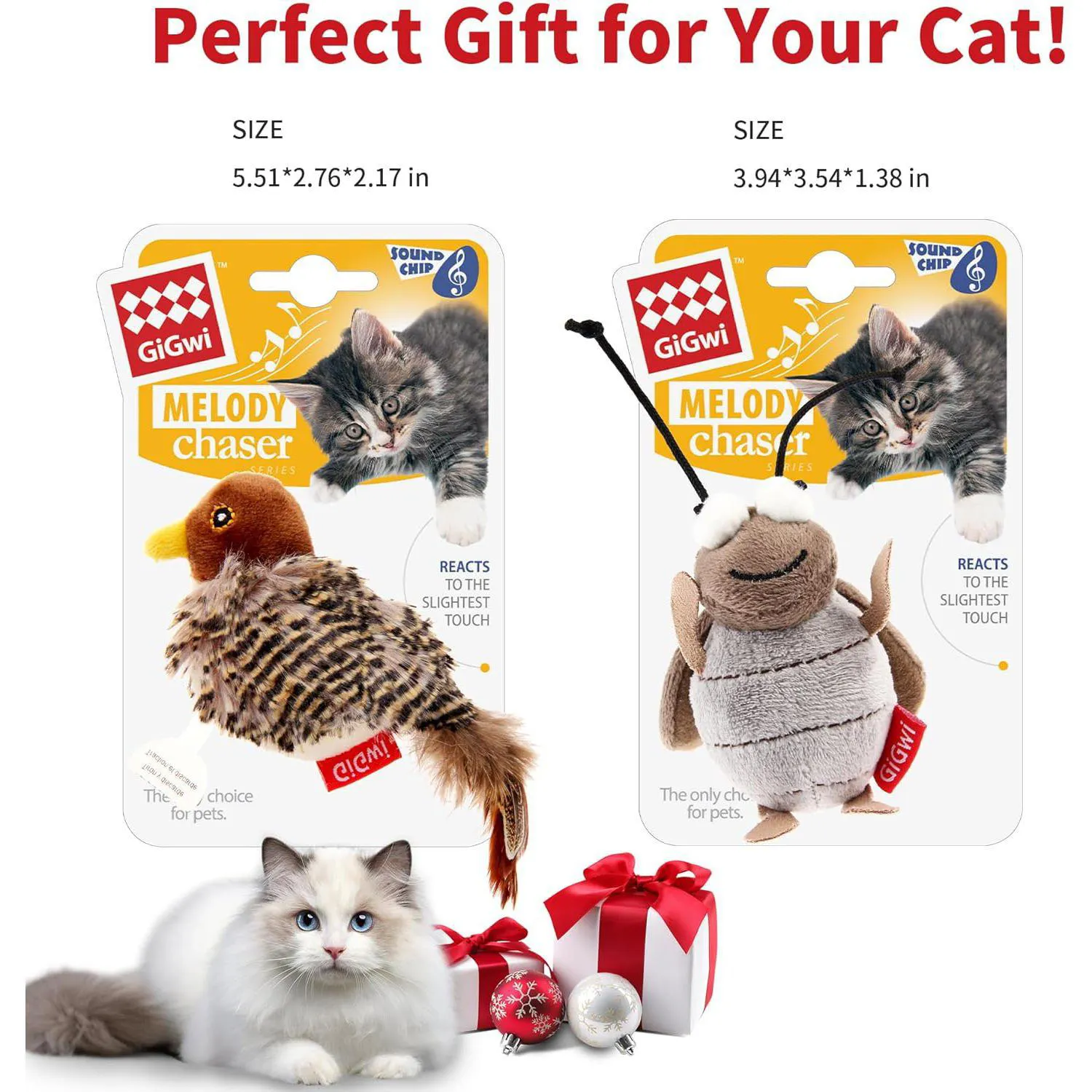 Juguete Interactivo para Gatos con Sonido de Ave y Pluma Colgante 7