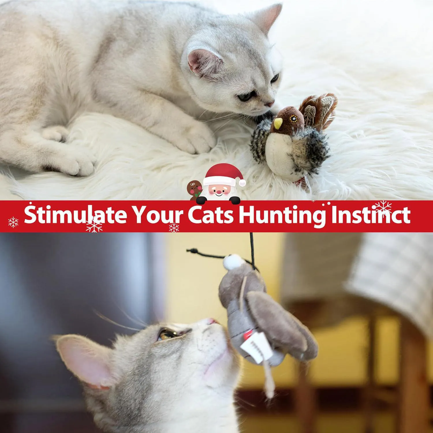 Juguete Interactivo para Gatos con Sonido de Ave y Pluma Colgante 8
