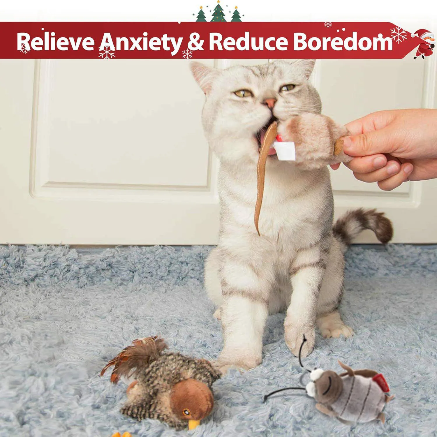 Juguete Interactivo para Gatos con Sonido de Ave y Pluma Colgante 9