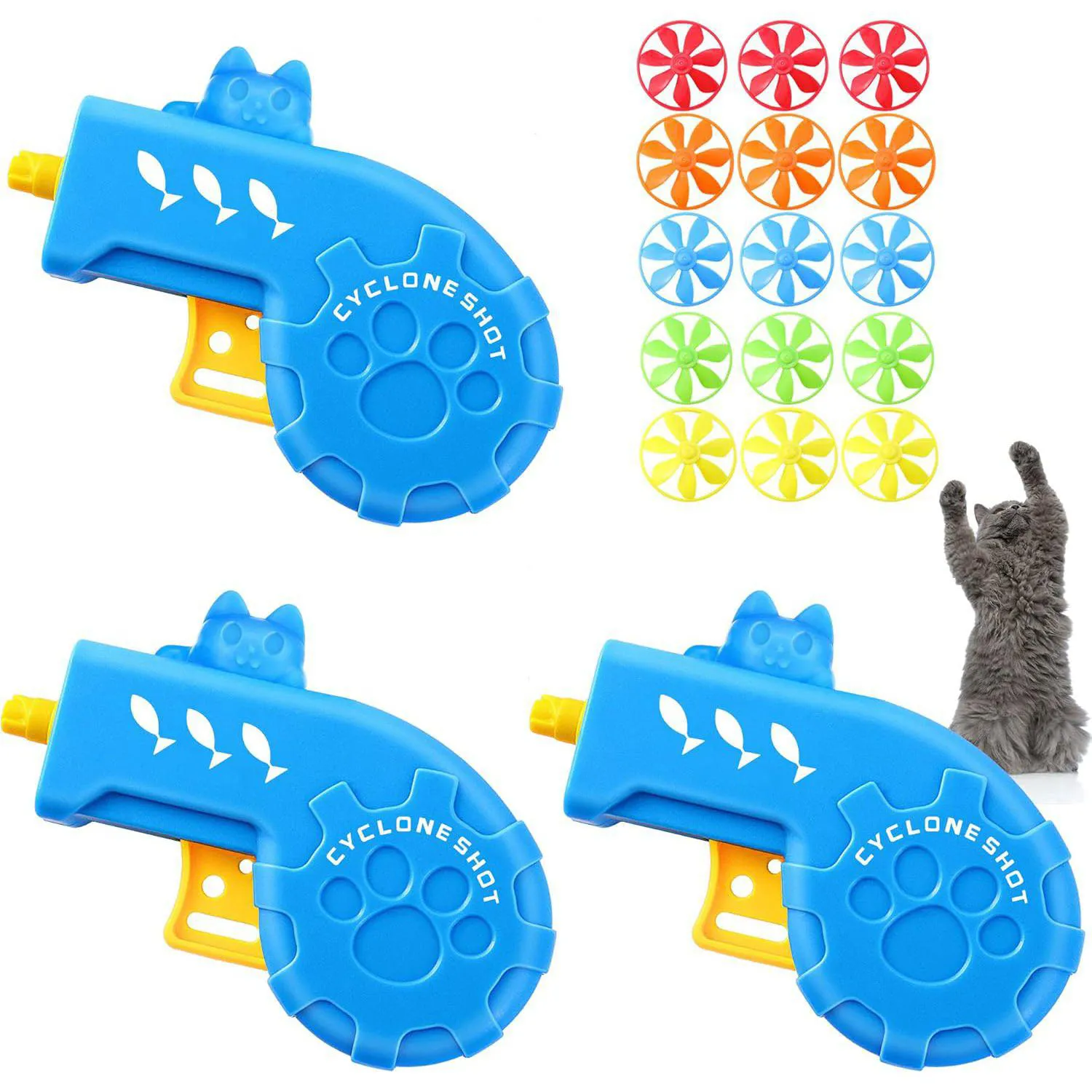 Set de Juguetes Voladores para Gatos con Hélices de Colores y Diseño Temático