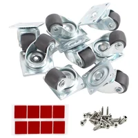 Ruedas Giratorias de Goma Miniatura 0.5 Pulgadas 8 Piezas para Muebles y Gabinetes