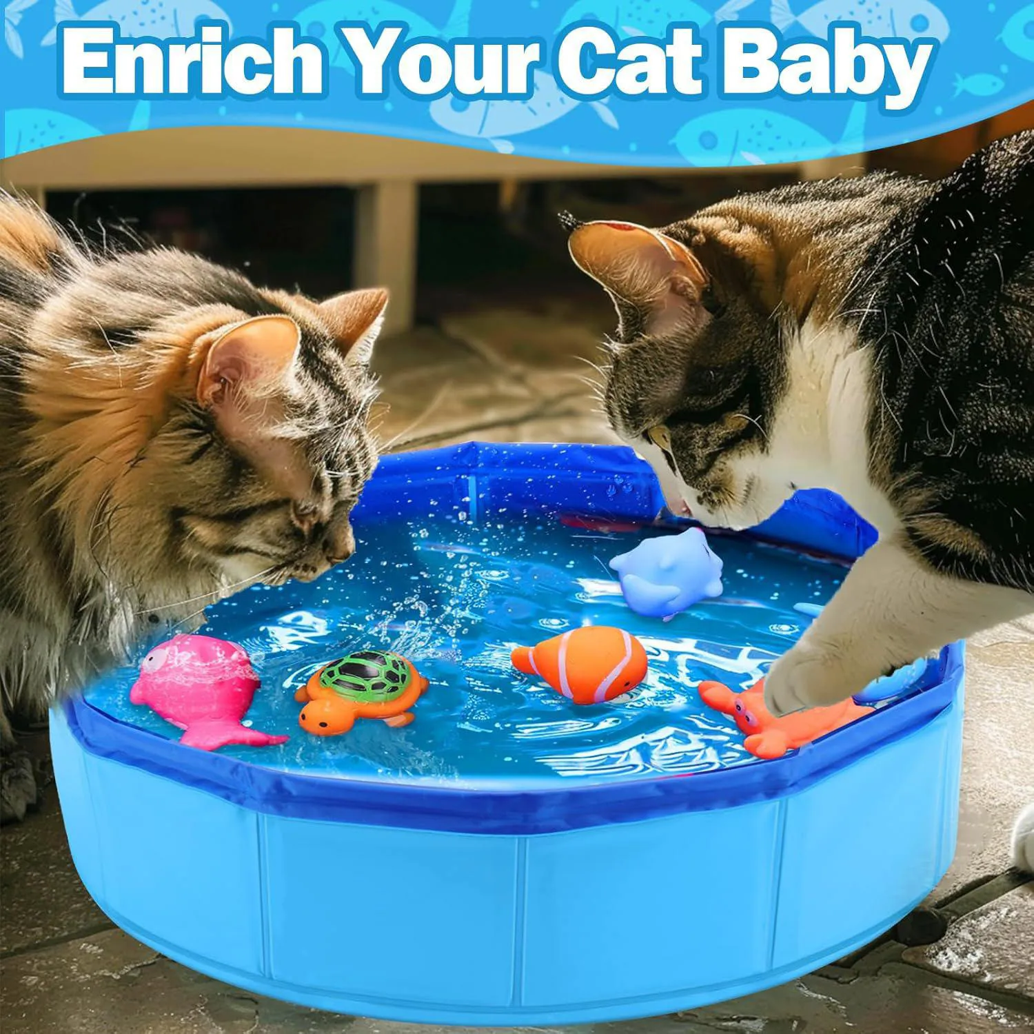 Piscina Interactiva Para Gato con Juguetes Flotantes y Estimulación Sensorial