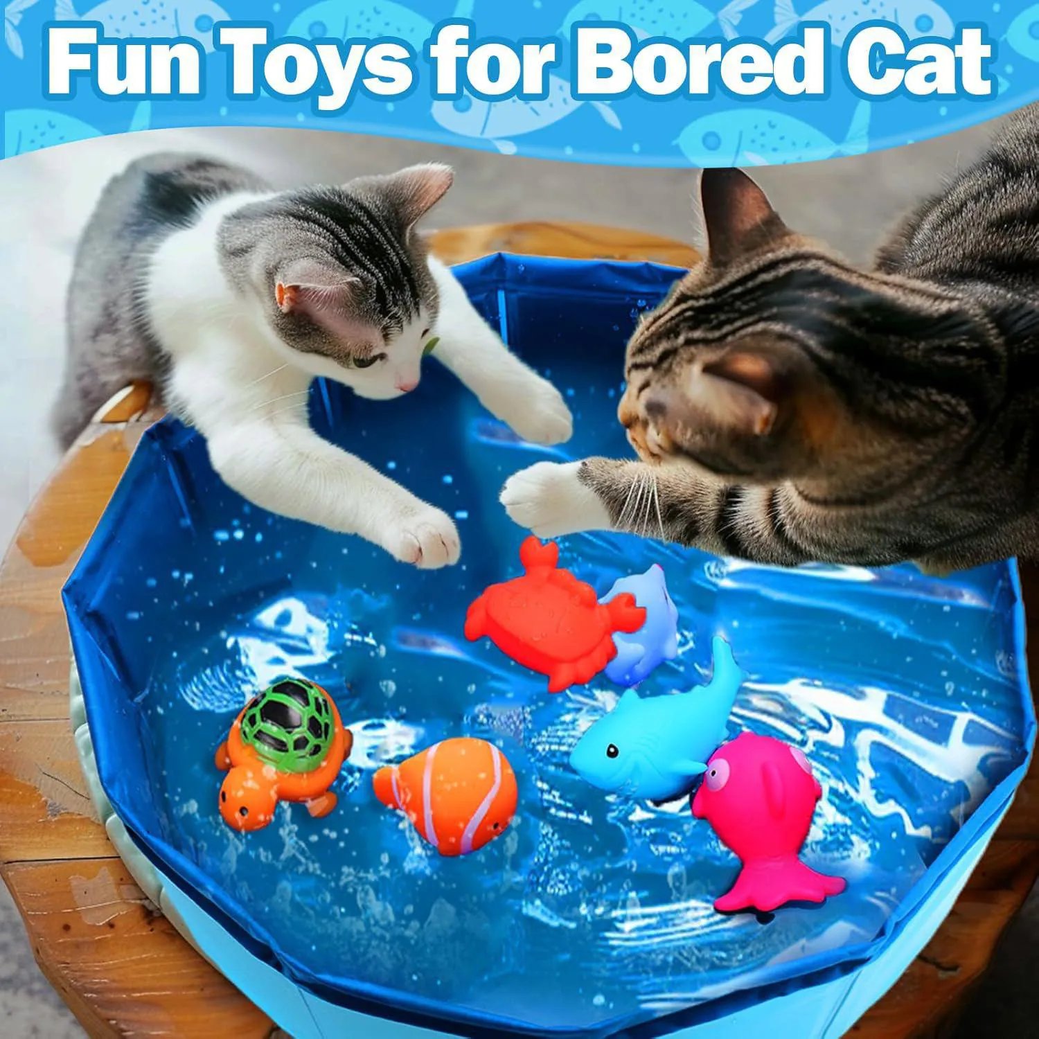 Piscina Interactiva Para Gato con Juguetes Flotantes y Estimulación Sensorial 5