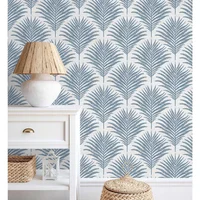 Papel Tapiz Autoadhesivo Rugreat Hojas de Palma Azul y Blanco
