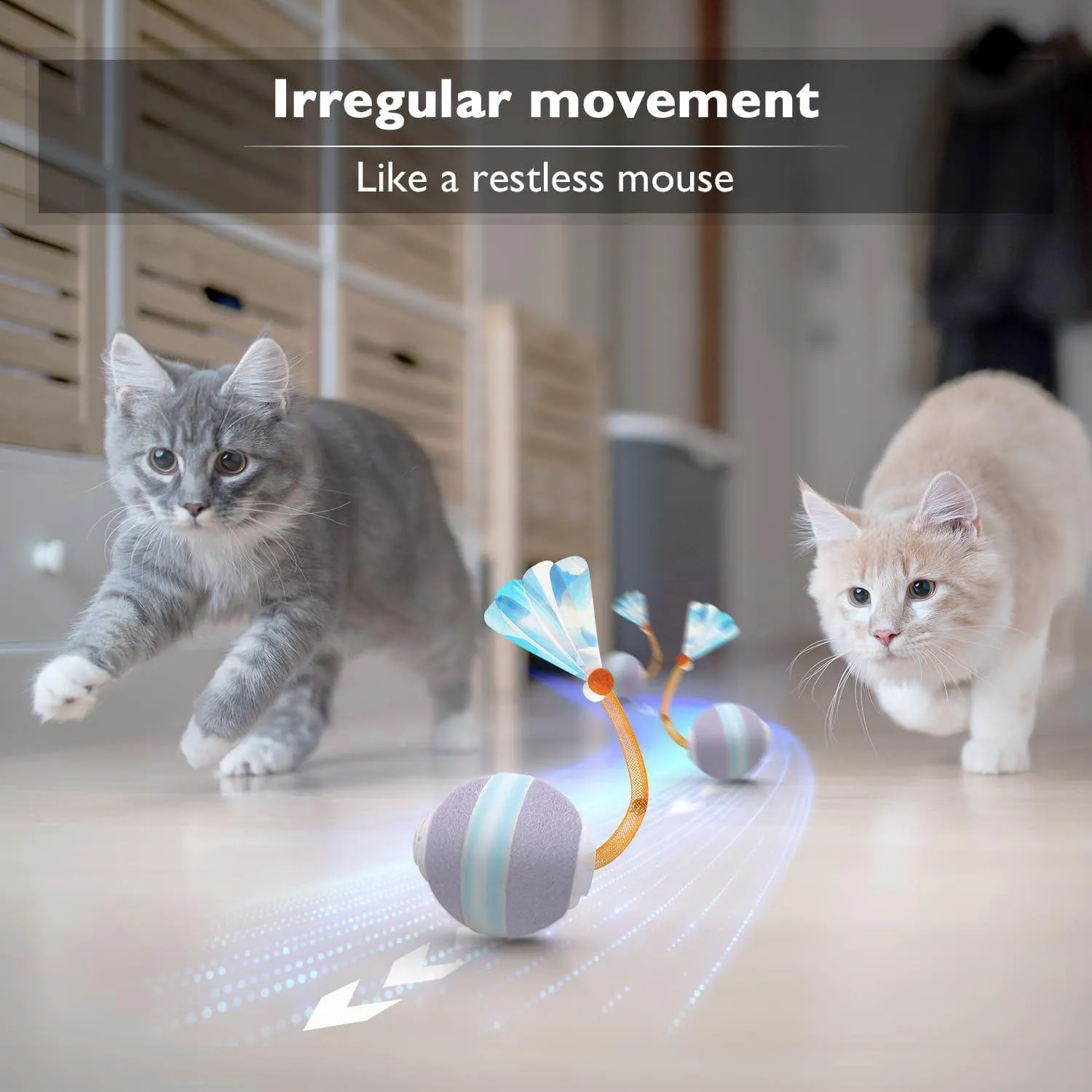 Pelota Interactiva Para Gato con Sensor de Movimiento y Cola Elástica