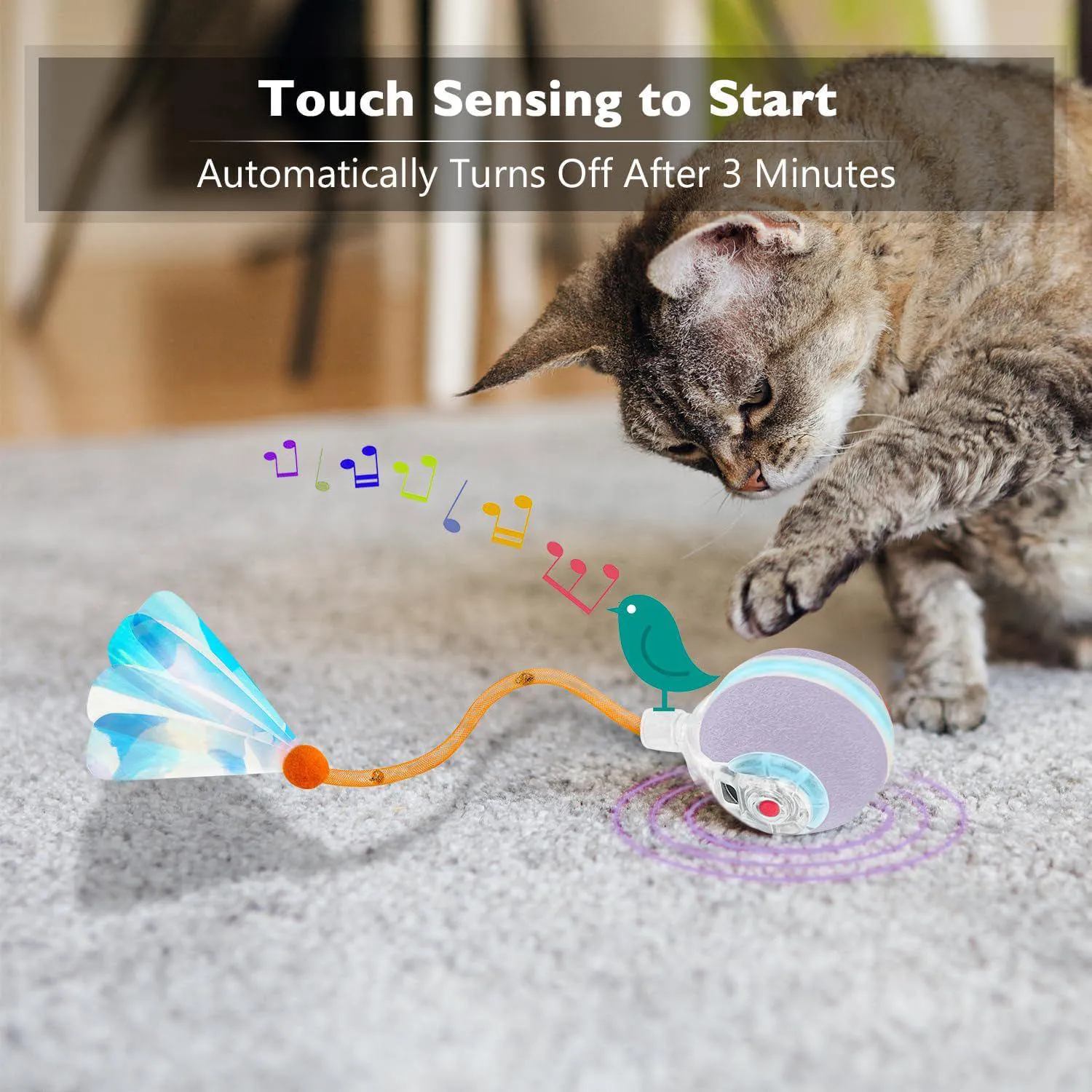 Pelota Interactiva Para Gato con Sensor de Movimiento y Cola Elástica 5