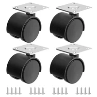 Ruedas de Madera Plástico Giratorias Juego de Cuatro 1.5 cm