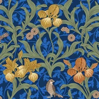 Papel Tapiz Autoadhesivo VEELIKE Floral Vintage Aves Azul para Paredes