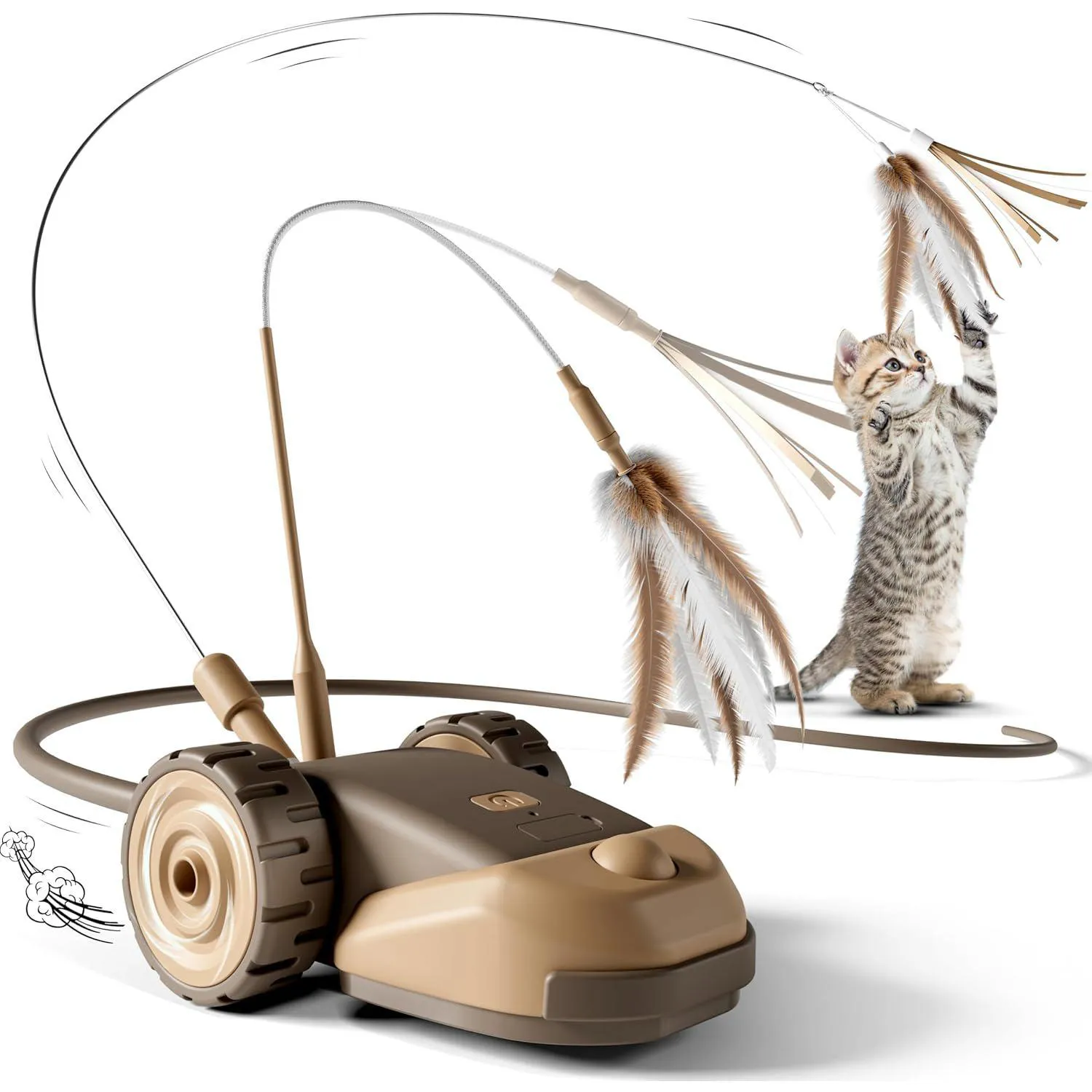 Juguete Interactivo 3 en 1 para Gatos con Movimiento Automático y Colas Intercambiables