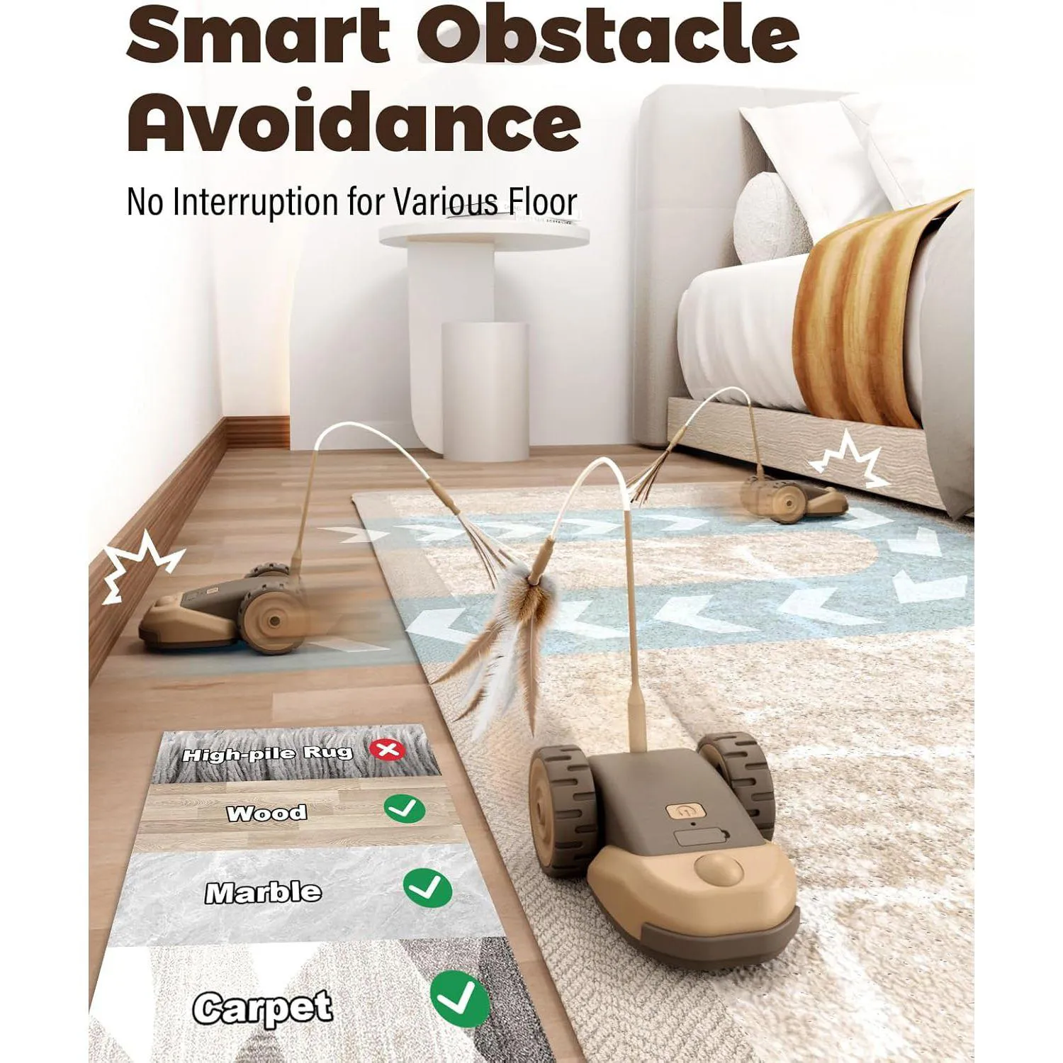 Juguete Interactivo 3 en 1 para Gatos con Movimiento Automático y Colas Intercambiables 4