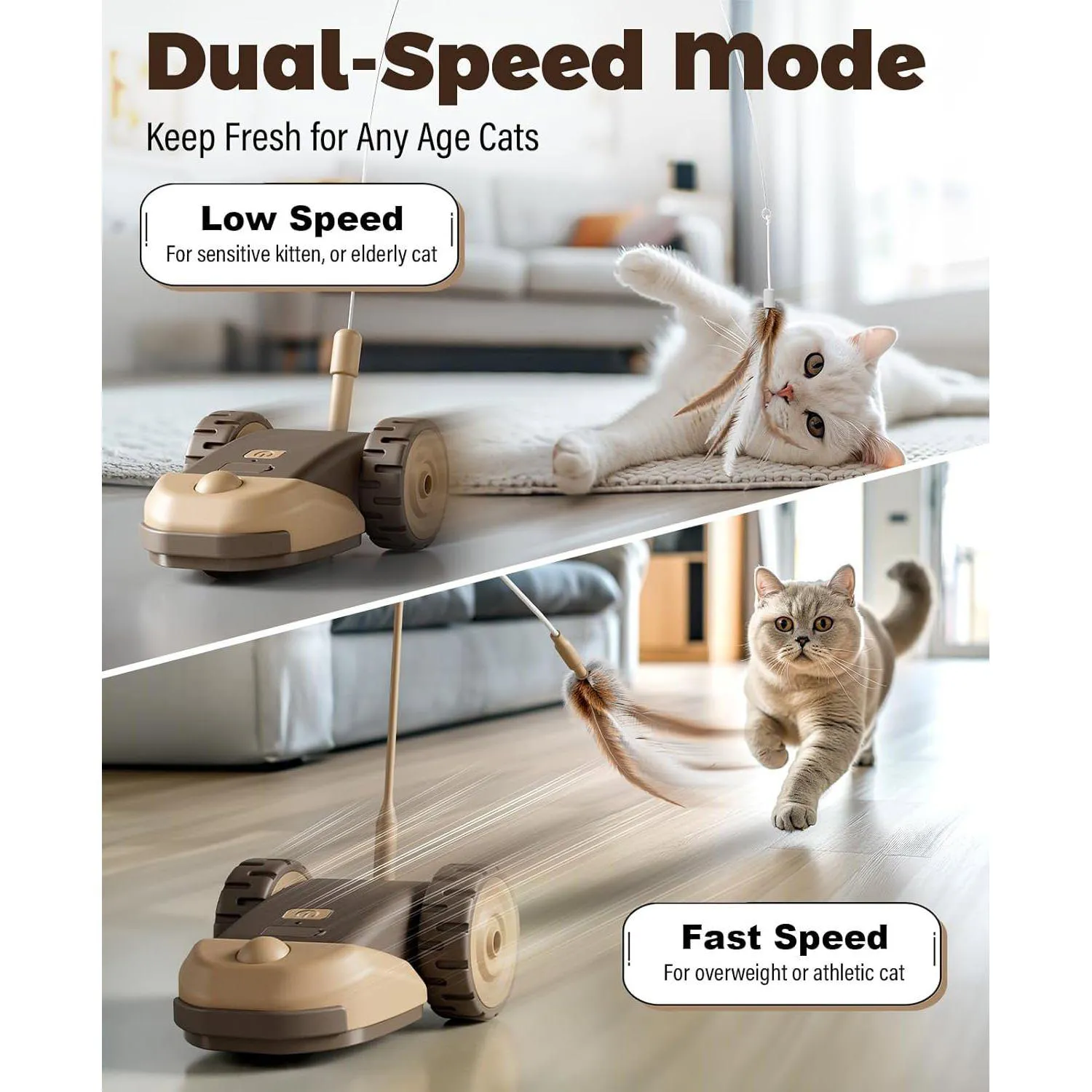 Juguete Interactivo 3 en 1 para Gatos con Movimiento Automático y Colas Intercambiables 5