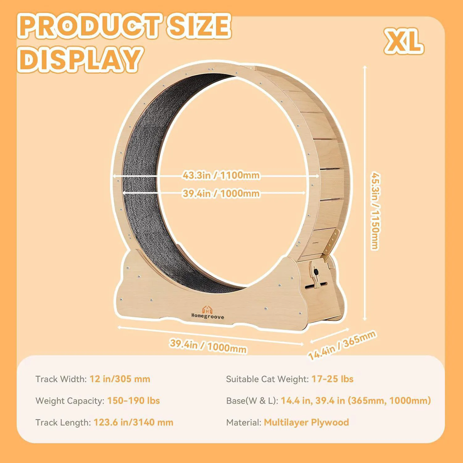 Rueda de Ejercicio XL Para Gatos con Base Segura y Superficie Acolchada 8