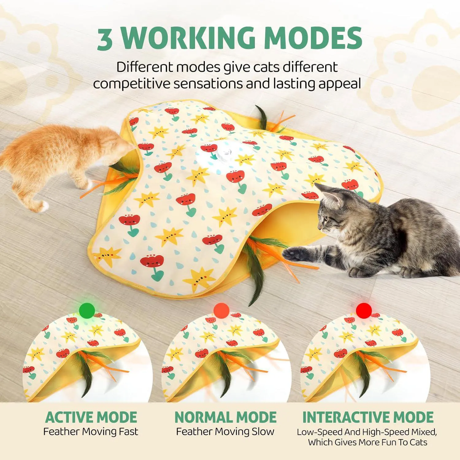 Juguete Interactivo Recargable Para Gatos con Base Estable y Pluma Oculta 3