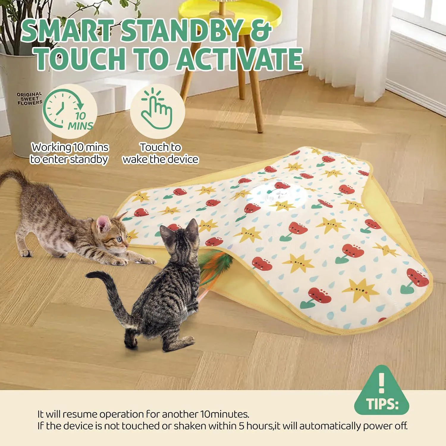 Juguete Interactivo Recargable Para Gatos con Base Estable y Pluma Oculta 4