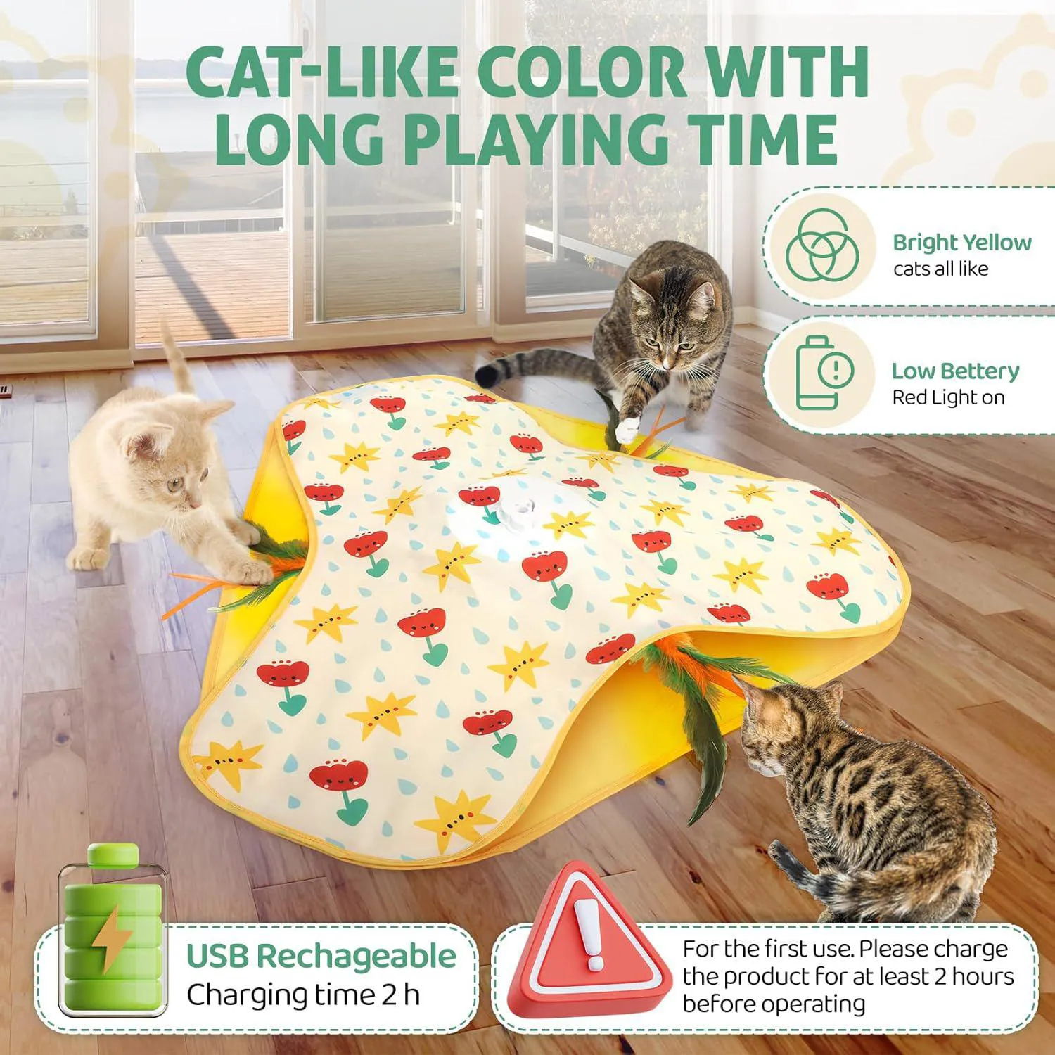 Juguete Interactivo Recargable Para Gatos con Base Estable y Pluma Oculta 5