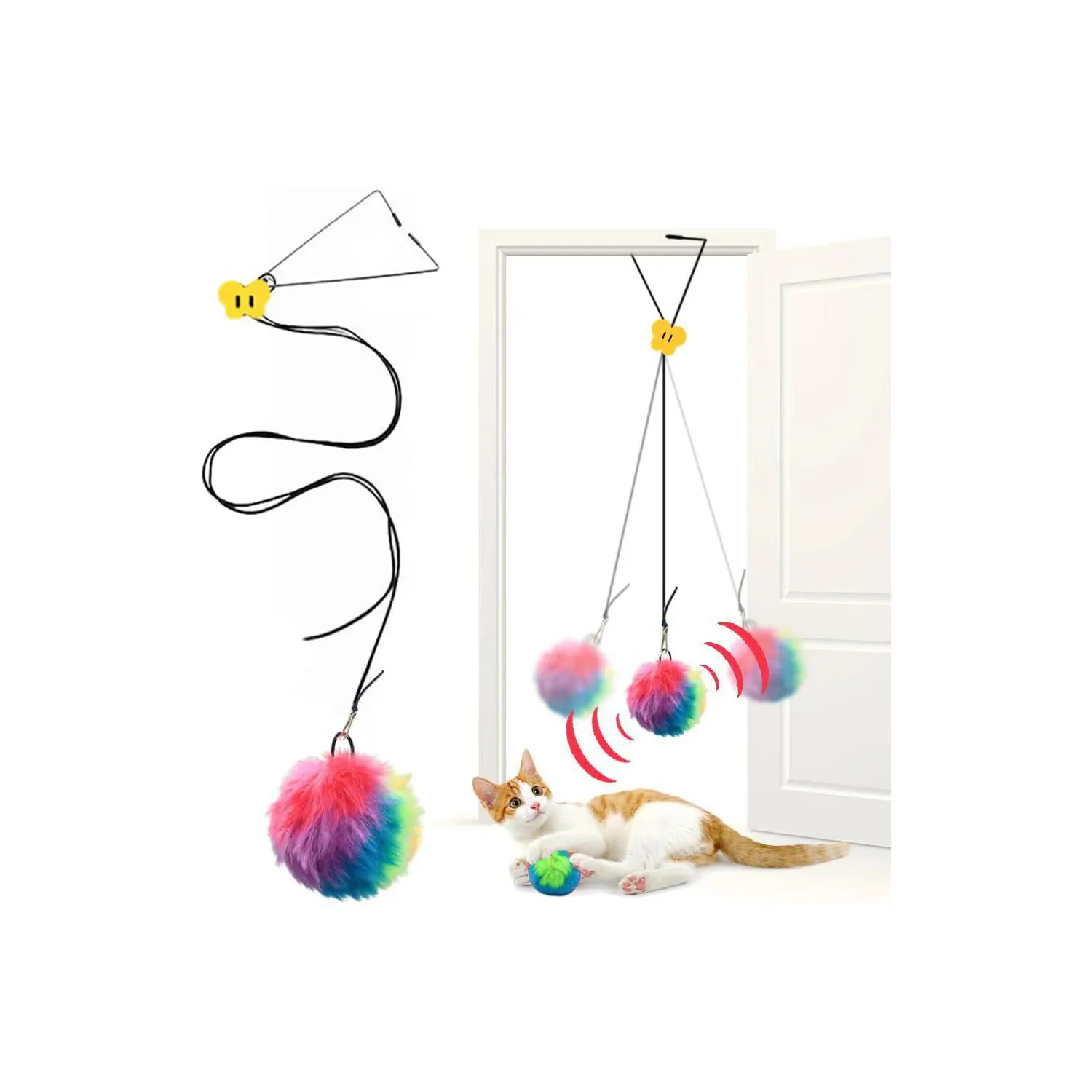 Juguete Colgante Interactivo Para Gatos con Plumas y Sonido Incorporado