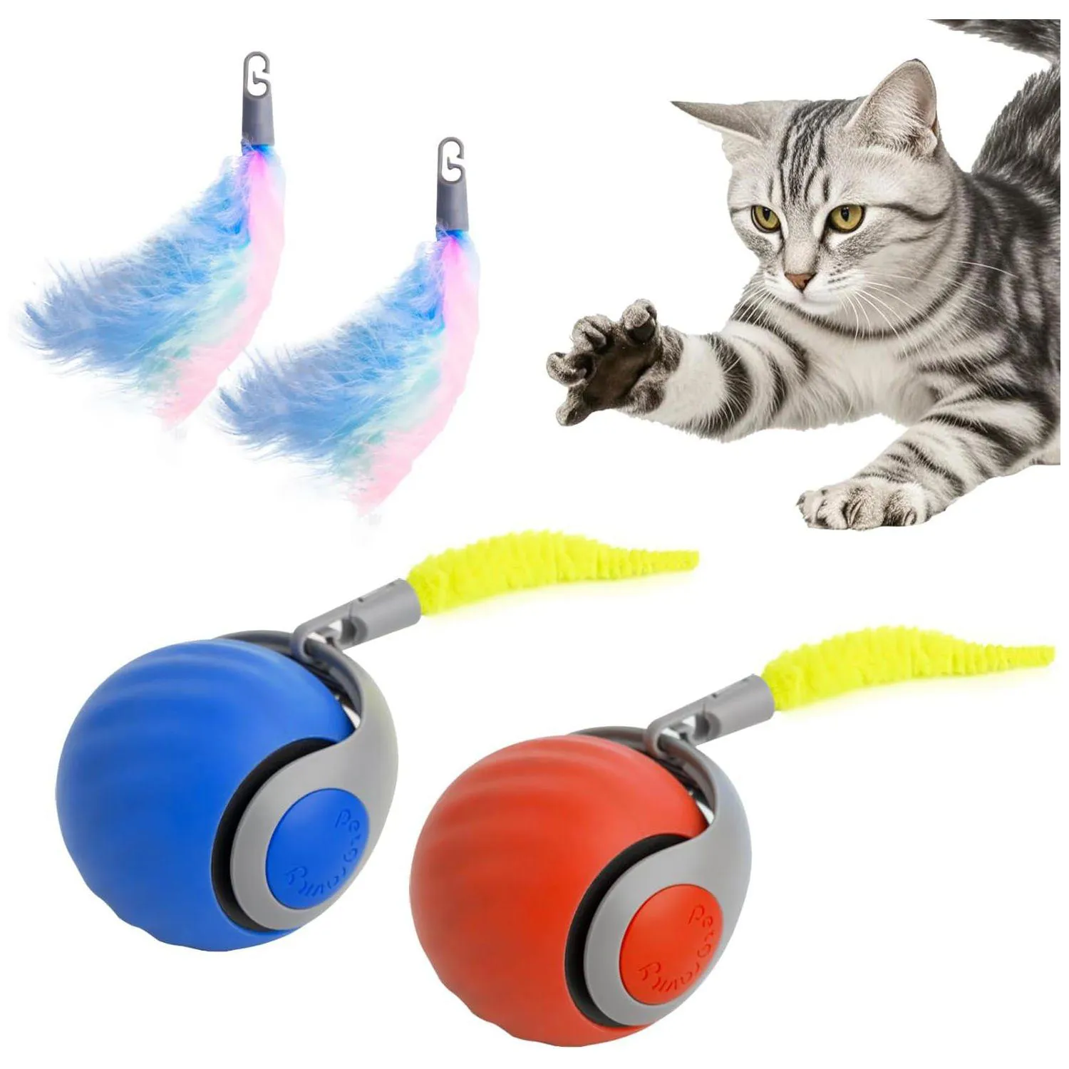 Pelota Interactiva Recargable Para Gatos con Cola Reemplazable y Movimiento Inteligente