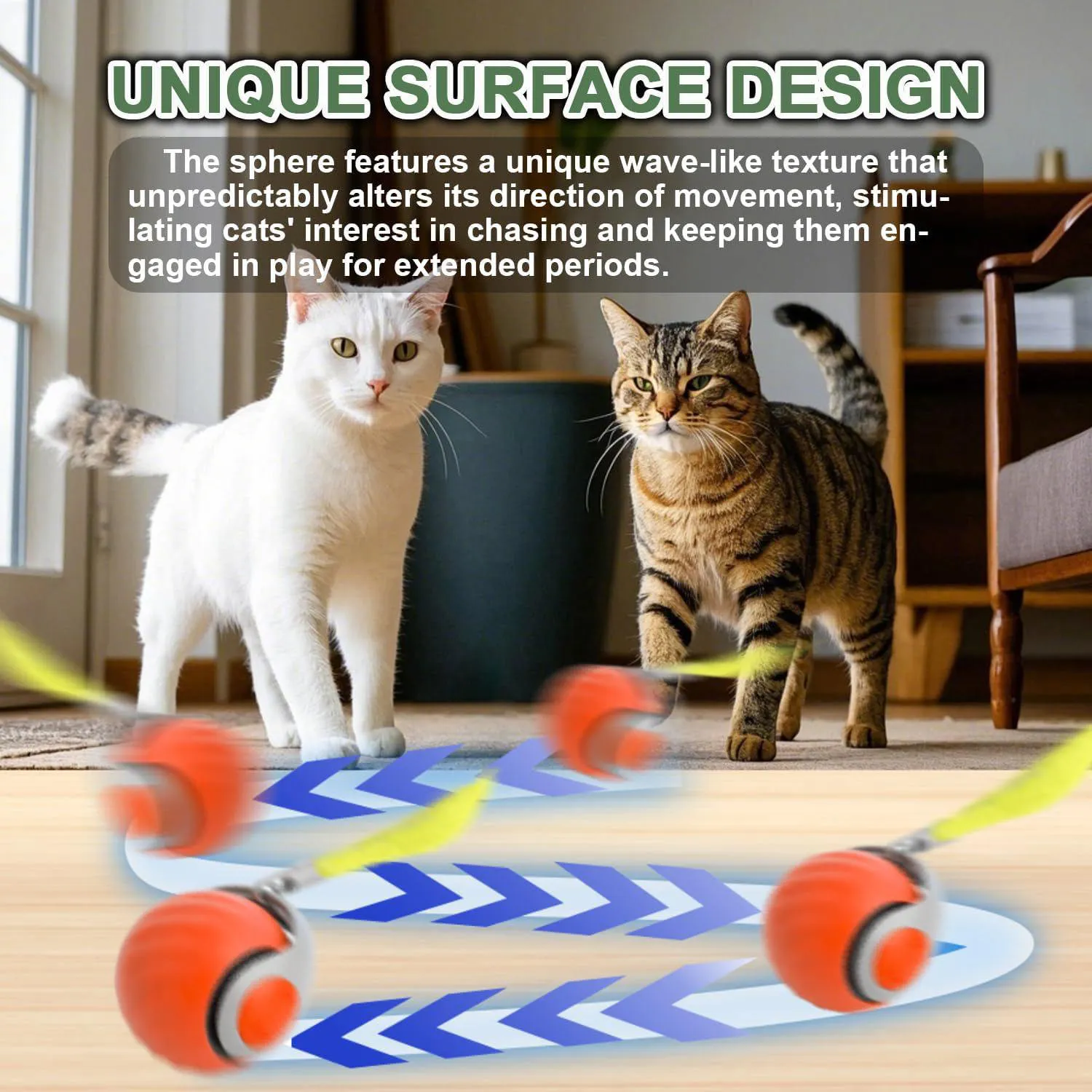 Pelota Interactiva Recargable Para Gatos con Cola Reemplazable y Movimiento Inteligente 6