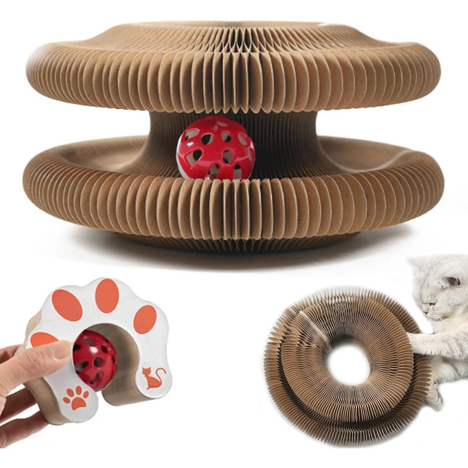 Juguete Interactivo Para Gatos De Cartón Corrugado Con Bolas Y Campanas