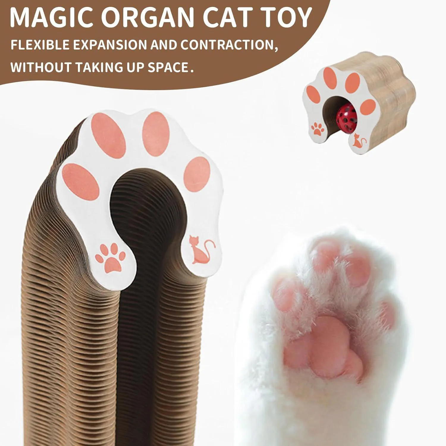 Juguete Interactivo Para Gatos De Cartón Corrugado Con Bolas Y Campanas 5