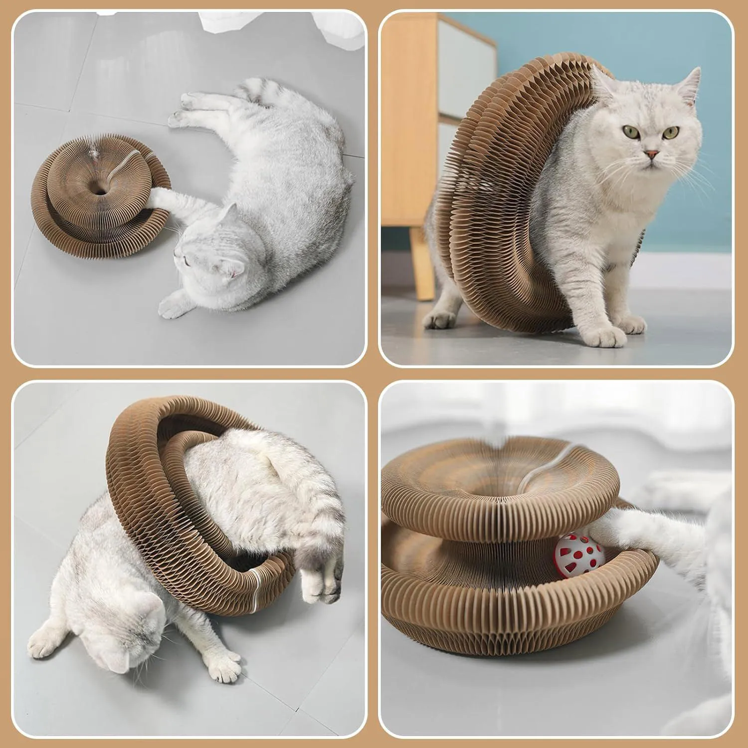 Juguete Interactivo Para Gatos De Cartón Corrugado Con Bolas Y Campanas 6