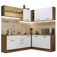 Cocina Integral de Esquina Agata 3.90 m 01 Marrón Blanco