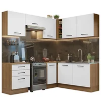 Cocina Integral de Esquina Agata 4.00 m 02 Marrón Blanco