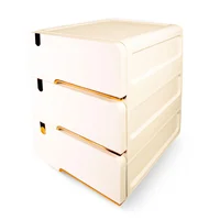 Mesa De Noche Beige 3 Cajones Moderna Plástico Resistente