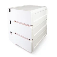 Mesa De Noche Beige 3 Cajones Moderna Plástico Resistente