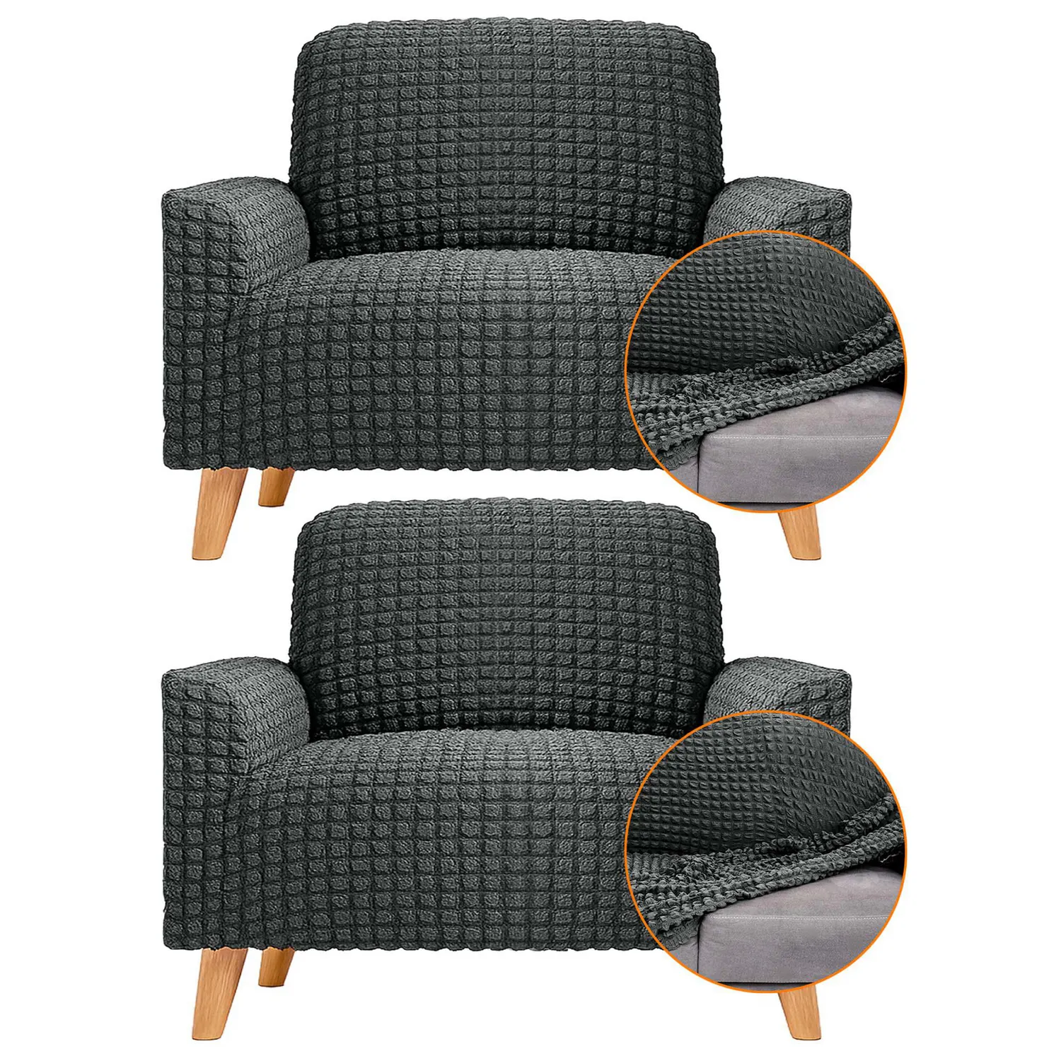 Set X2 Protectores de Sofá Un Puesto Tela Elástica Lavable