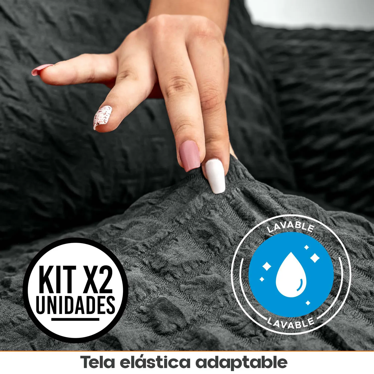 Set X2 Protectores de Sofá Un Puesto Tela Elástica Lavable 4