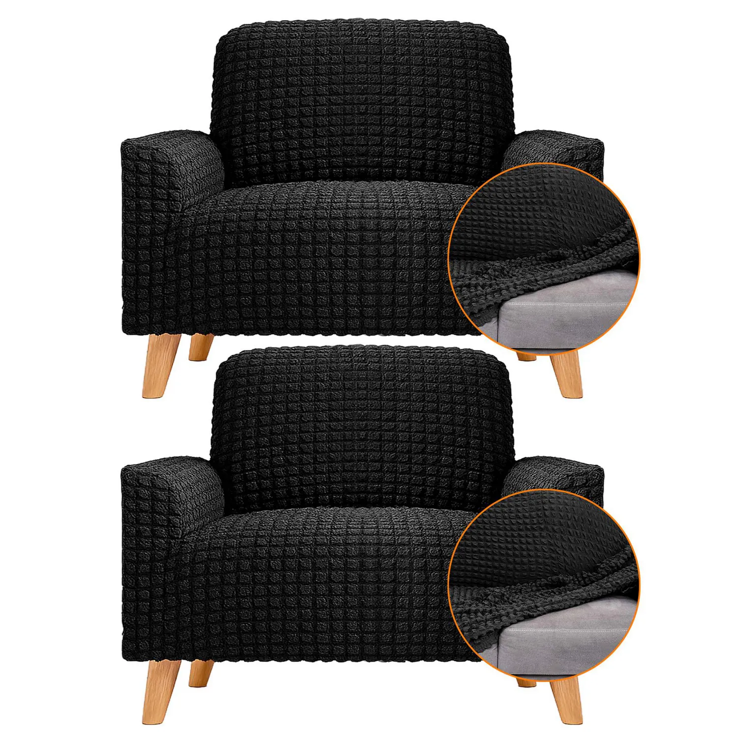 Set X2 Protectores de Sofá Un Puesto Tela Elástica Lavable