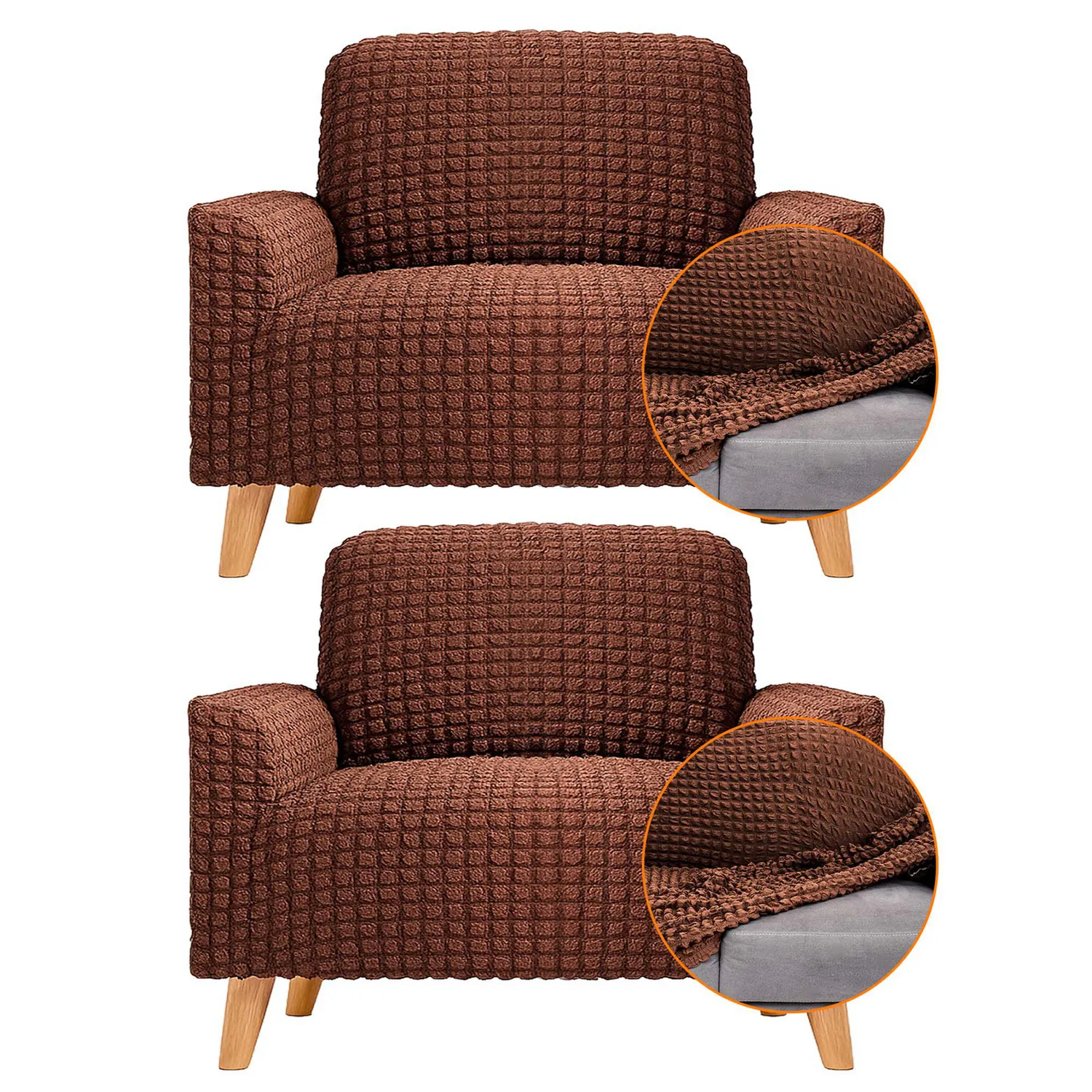 Set X2 Protectores de Sofá Un Puesto Tela Elástica Lavable