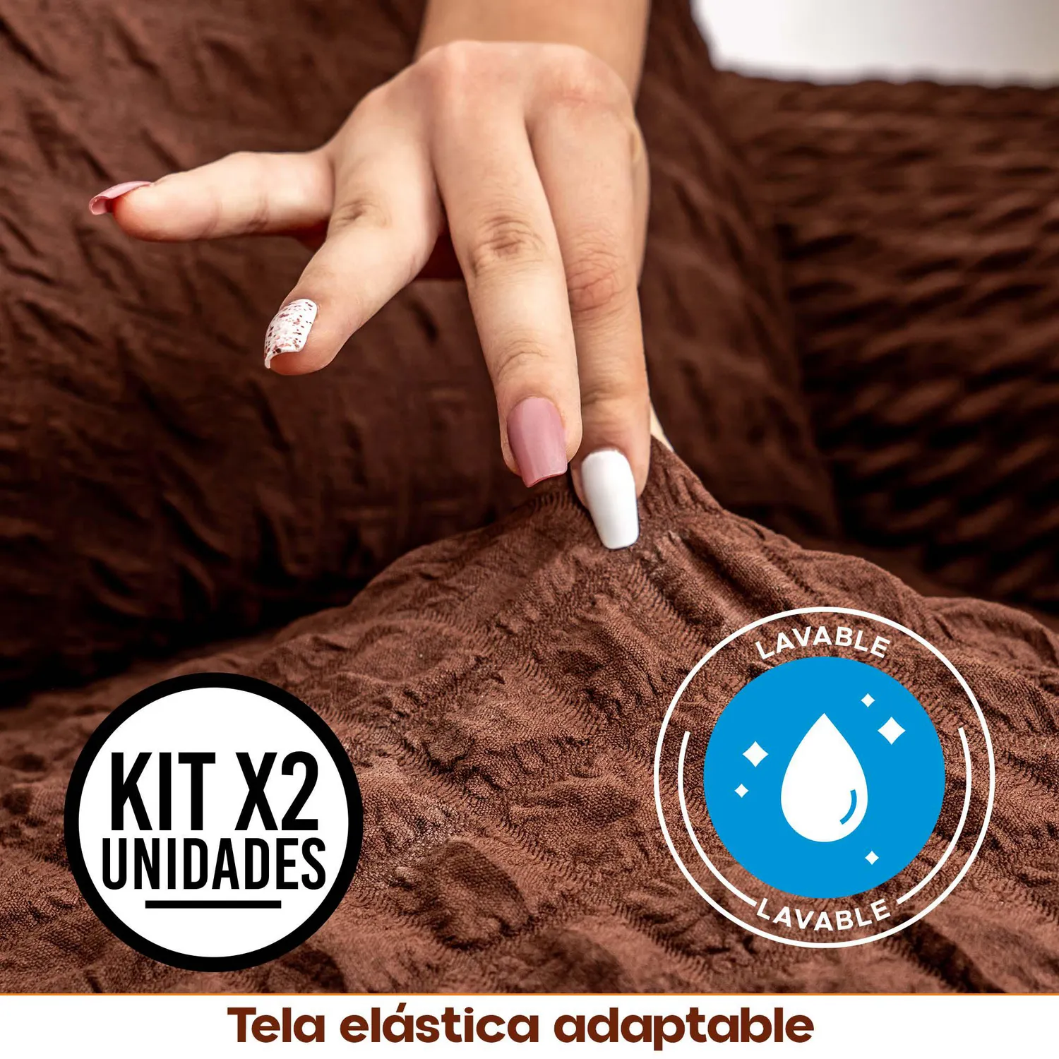 Set X2 Protectores de Sofá Un Puesto Tela Elástica Lavable 4
